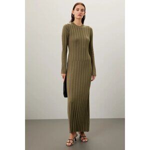 Great Jones Green Ribbed Knit Midi Sweater Dress – Size L